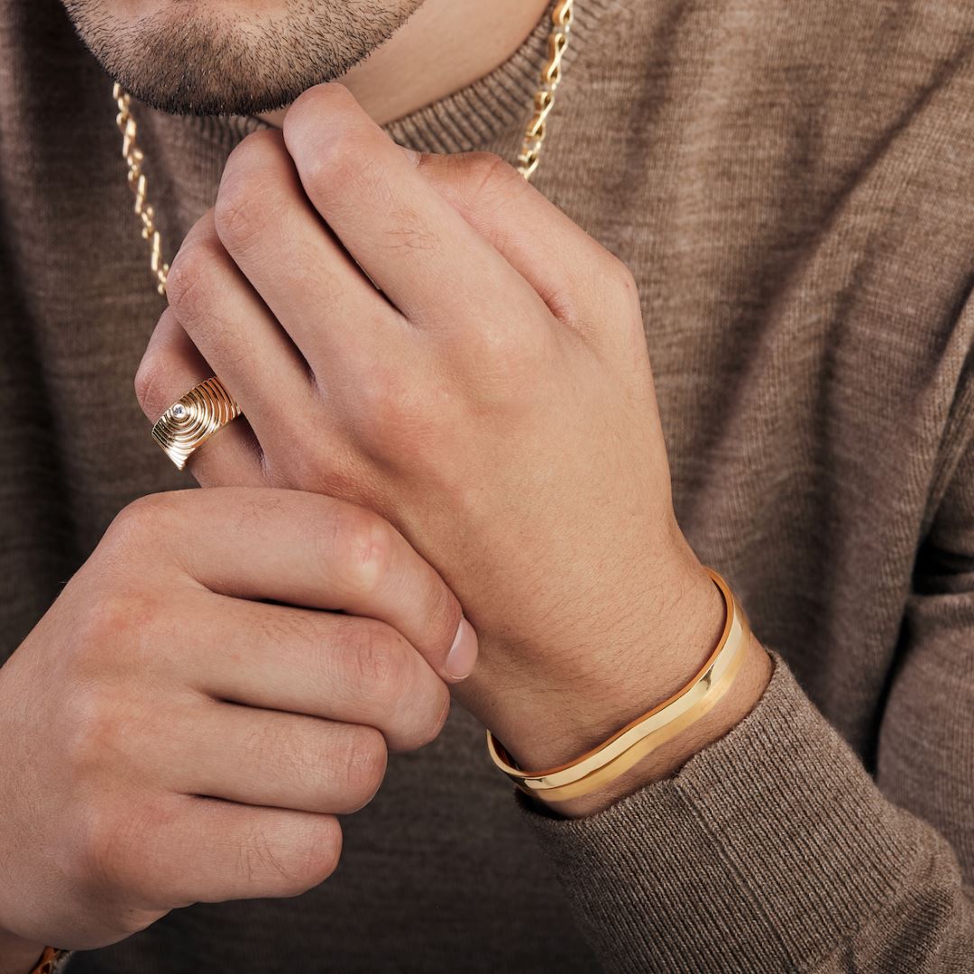 18K Gold & Silver Nail Cuff - Men's Bracelets | Lazaro SoHo