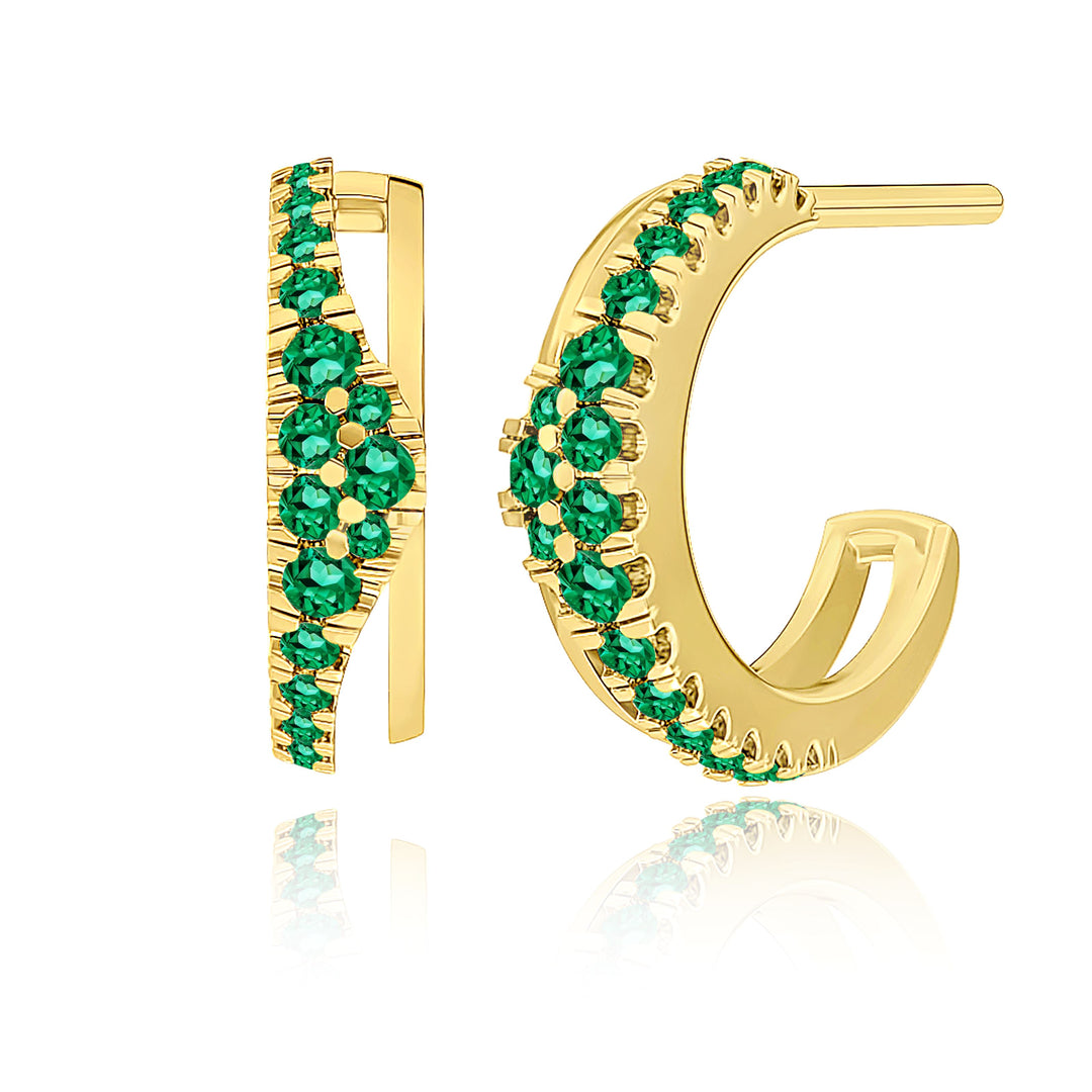 BERCEAU Pave Bar Hoop Earrings - Emerald earrings Berceau 
