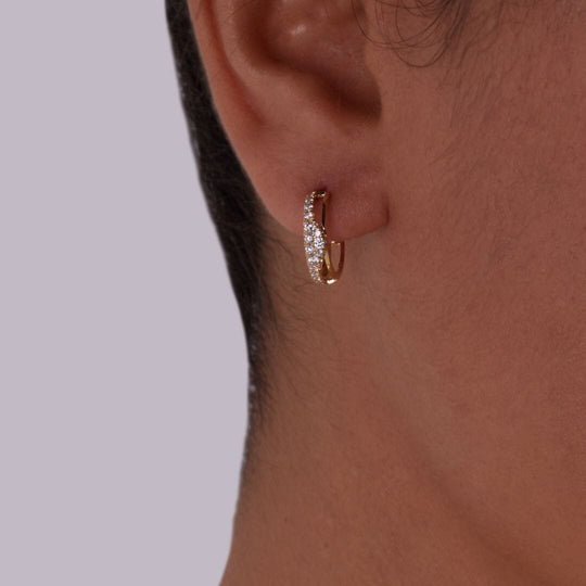 BERCEAU Pave Bar Hoop Earrings - Emerald earrings Berceau 