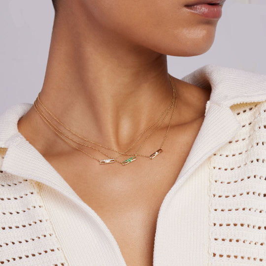 Berceau Pave Bar Necklace - Emerald Necklace Berceau 