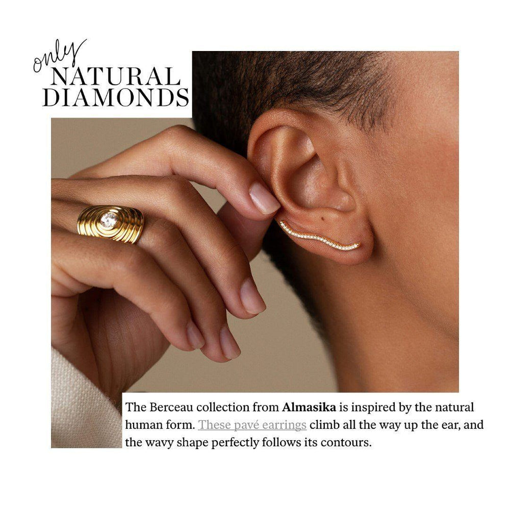 BERCEAU - Pave Diamond Berceau Ear Climber - Black earrings ALMASIKA 