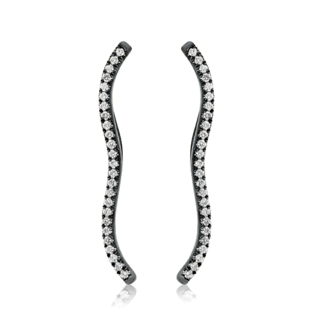 BERCEAU - Pave Diamond Berceau Ear Climber - Black earrings ALMASIKA 