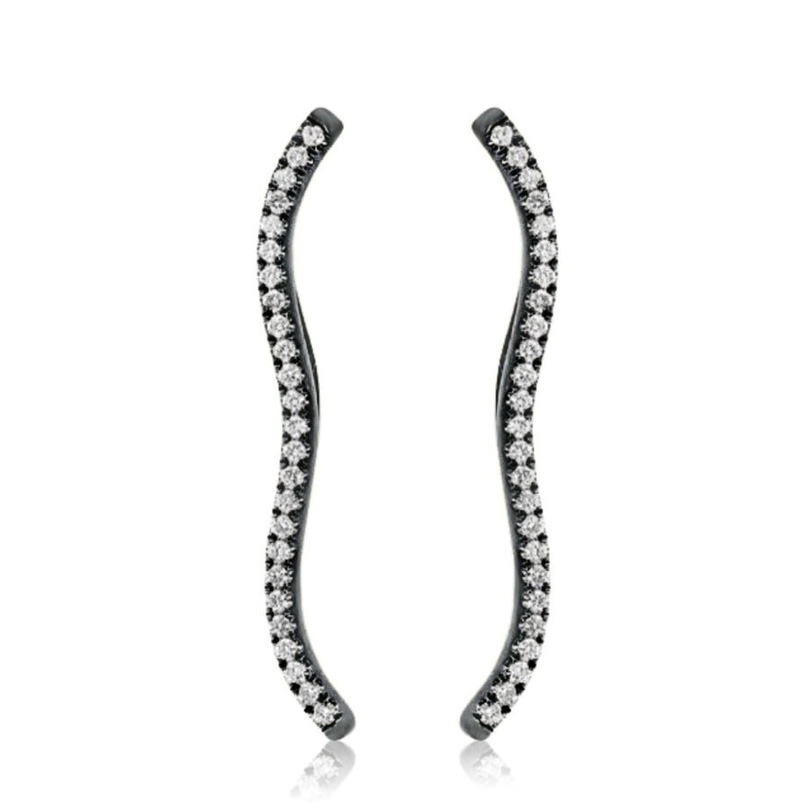 BERCEAU - Pave Diamond Berceau Ear Climber - Black earrings ALMASIKA 