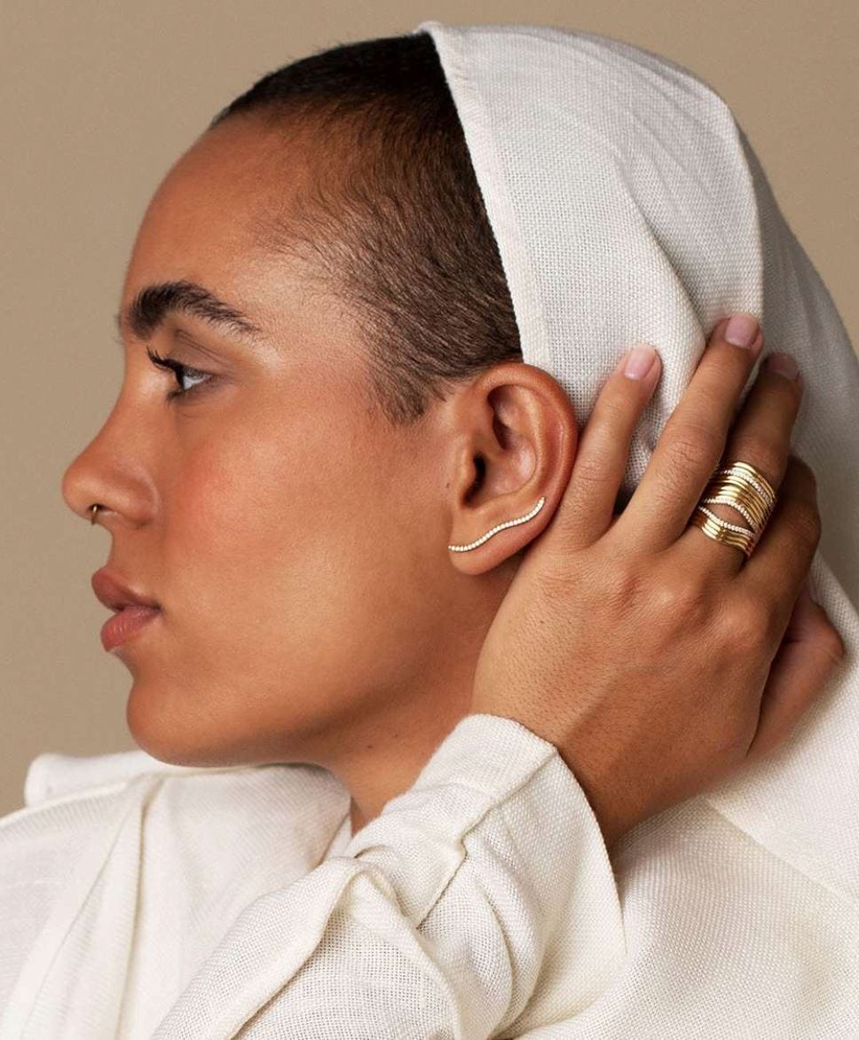 BERCEAU - Pave Diamond Berceau Ear Climber - Black earrings ALMASIKA 