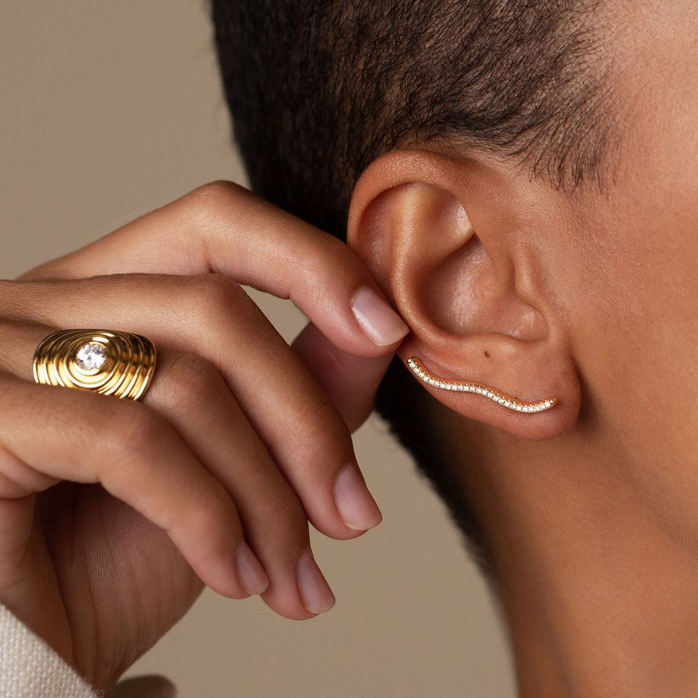 BERCEAU - Pave Diamond Ear Climber earrings ALMASIKA 