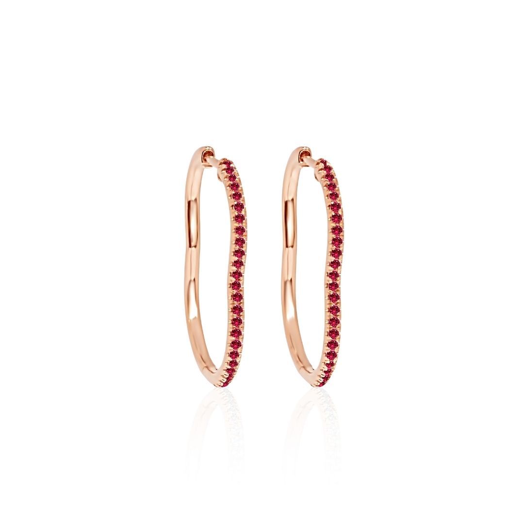 BERCEAU Ruby Hoop Earrings - Rose Gold earrings ALMASIKA 