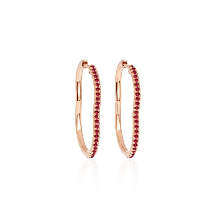 BERCEAU Ruby Hoop Earrings - Rose Gold earrings ALMASIKA 