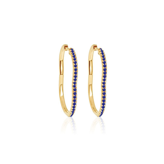 BERCEAU Sapphire Hoop Earrings - Yellow Gold earrings ALMASIKA 