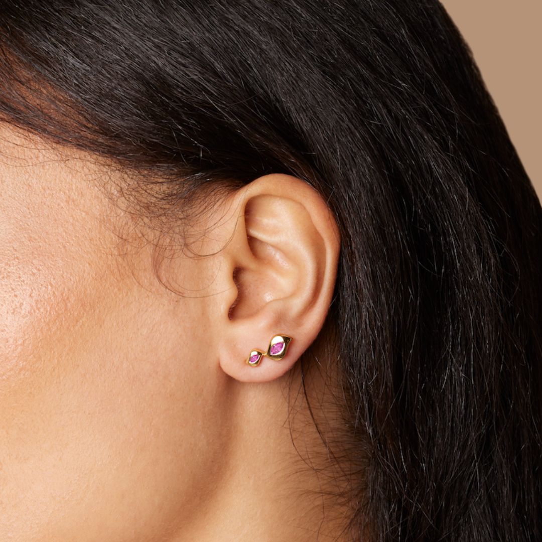 Harmony - Pink Sapphire Climbers earrings ALMASIKA 