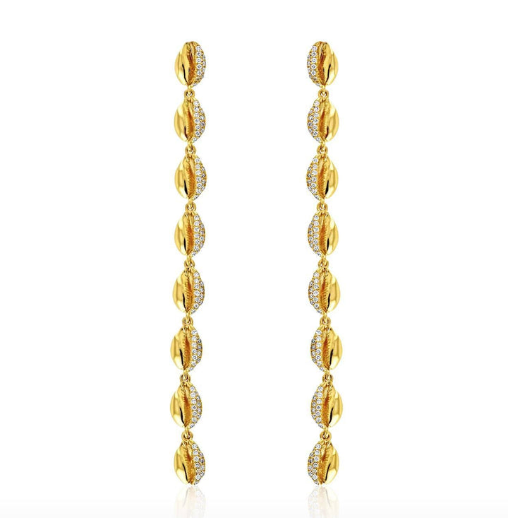 LE CAURI ENDIAMANTÉ - Le Grand Cauri Half Pave Endiamante Pendant 30" earrings ALMASIKA 