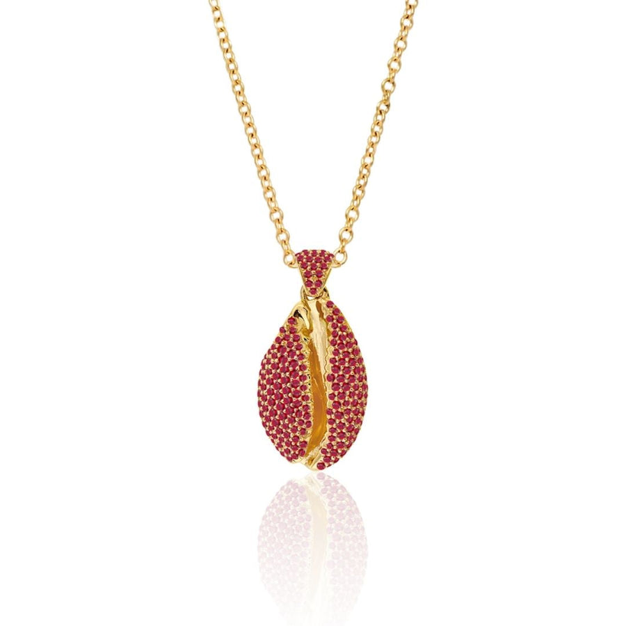 LE CAURI ENDIAMANTÉ Le Grand Cauri Pave - Ruby Necklace ALMASIKA 