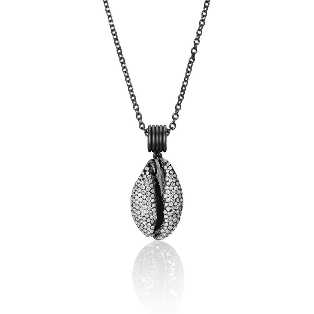 LE CAURI ENDIAMANTÉ Men's Grand Cauri Pave - Black Necklace Le Cauri Endiamanté 