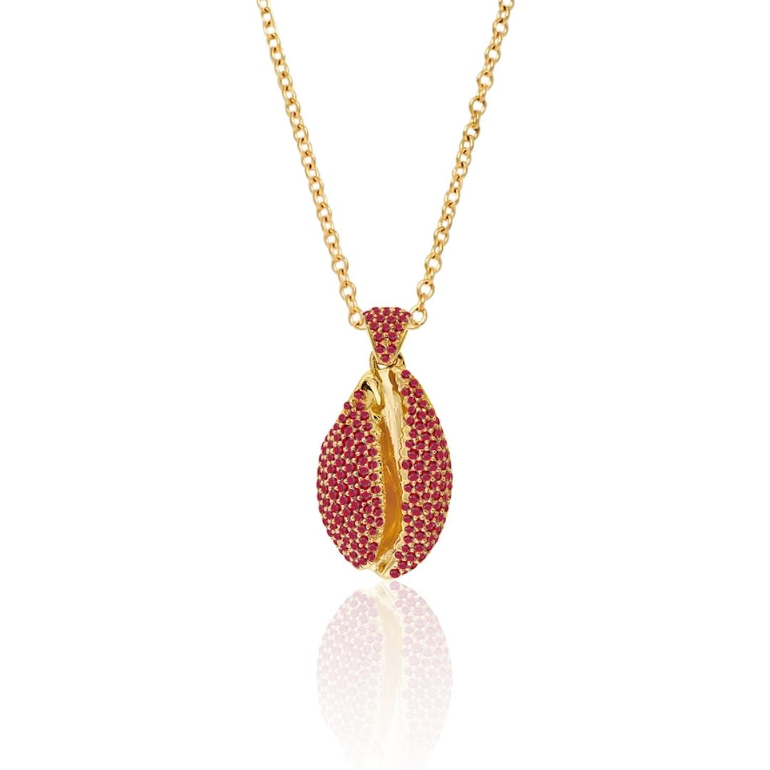 LE CAURI ENDIAMANTÉ Men's Le Grand Cauri Pave - Ruby Necklace Le Cauri Endiamanté 