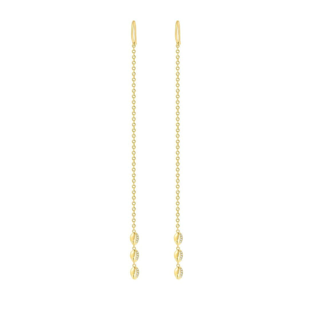 Le Cauri Endiamanté Petite Triple Shell Shoulder Duster Earrings