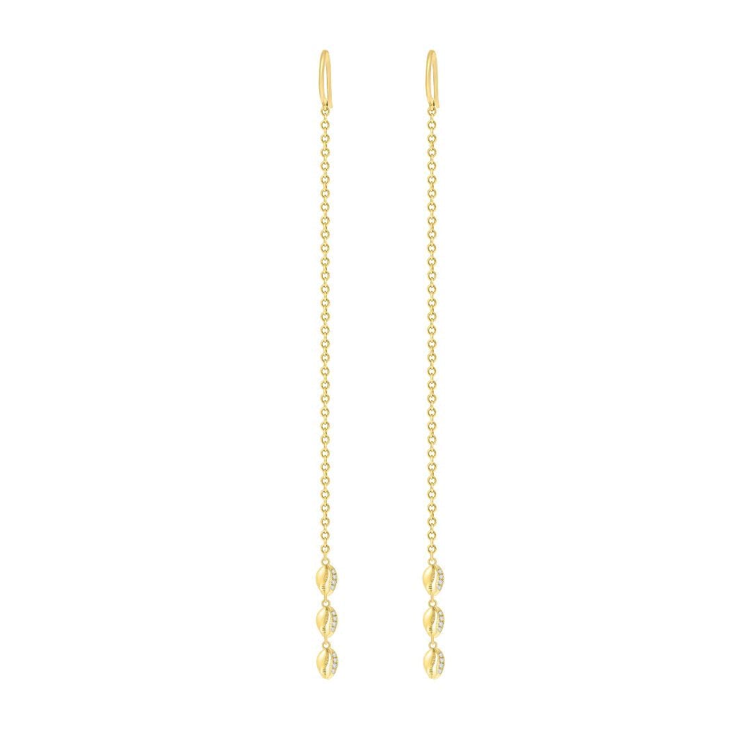LE CAURI ENDIAMANTÉ Petite Triple Shell Shoulder Dusters earrings Le Cauri Endiamanté 