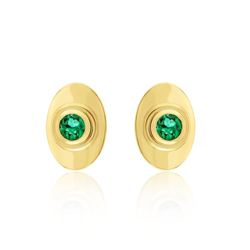 Bezel Emerald Stud Earrings