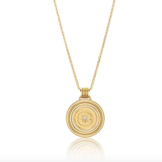 Sagesse - Stella Pave Medallion 23mm Necklace ALMASIKA 