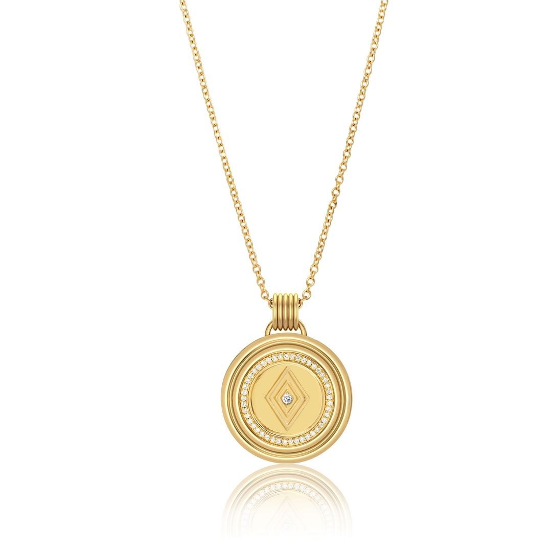 Sagesse - Veni Pave Medallion 23mm Necklace ALMASIKA 
