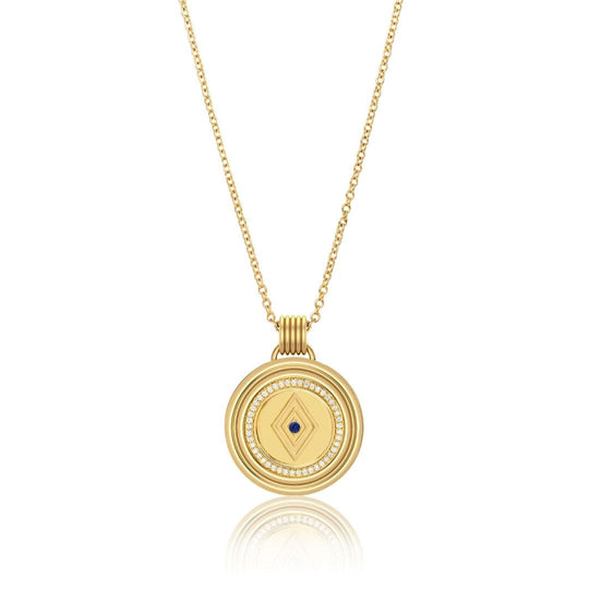 Sagesse - Veni Sapphire Pave Medallion 23mm Necklace ALMASIKA 