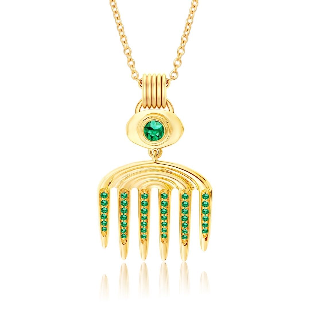 Sagesse - Vici Charm Pave Emerald Necklace Necklace ALMASIKA 
