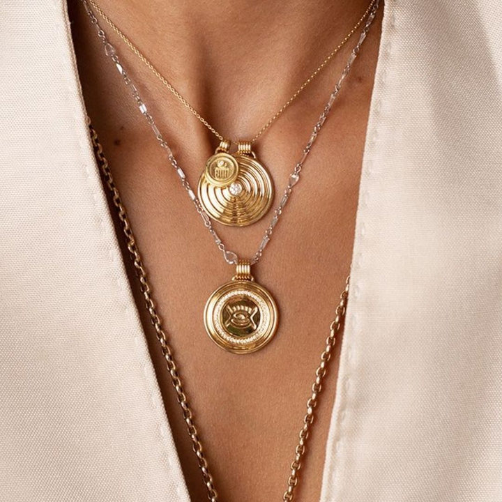 Sagesse - Vidi Pave Medallion 23mm Necklace ALMASIKA 