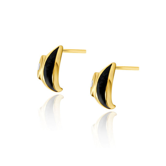 Terra Nova Black Enamel and Diamond Earrings earrings ALMASIKA 