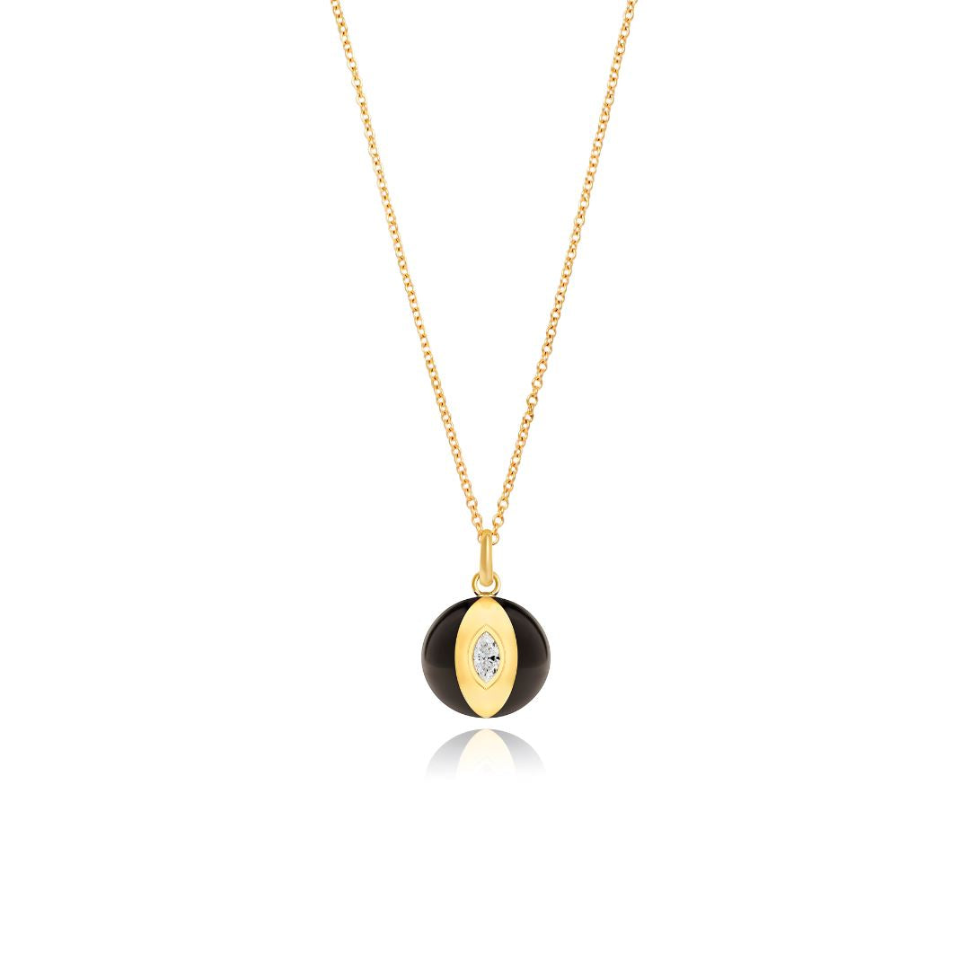 Terra Nova - Black Enamel and Diamond Petite Necklace Necklace Terra Nova 