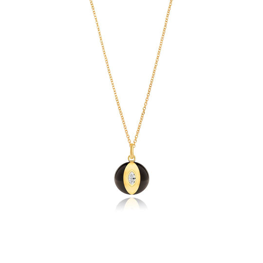 Terra Nova - Black Enamel and Diamond Petite Necklace Necklace Terra Nova 