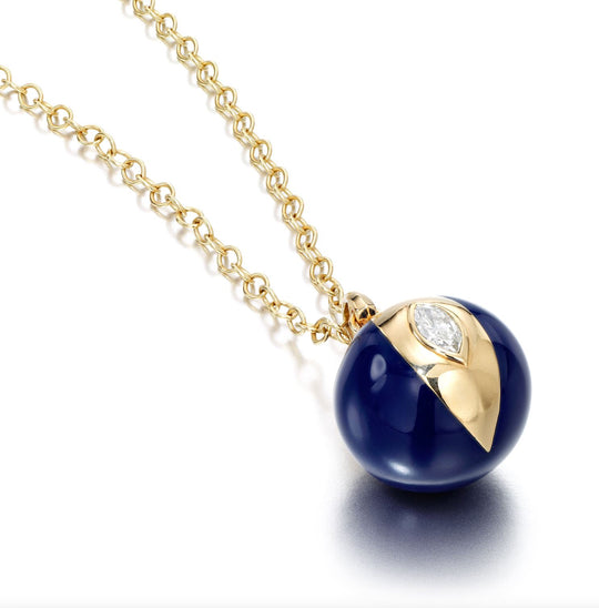 Terra Nova Blue Enamel and Diamond Necklace Necklace Terra Nova 