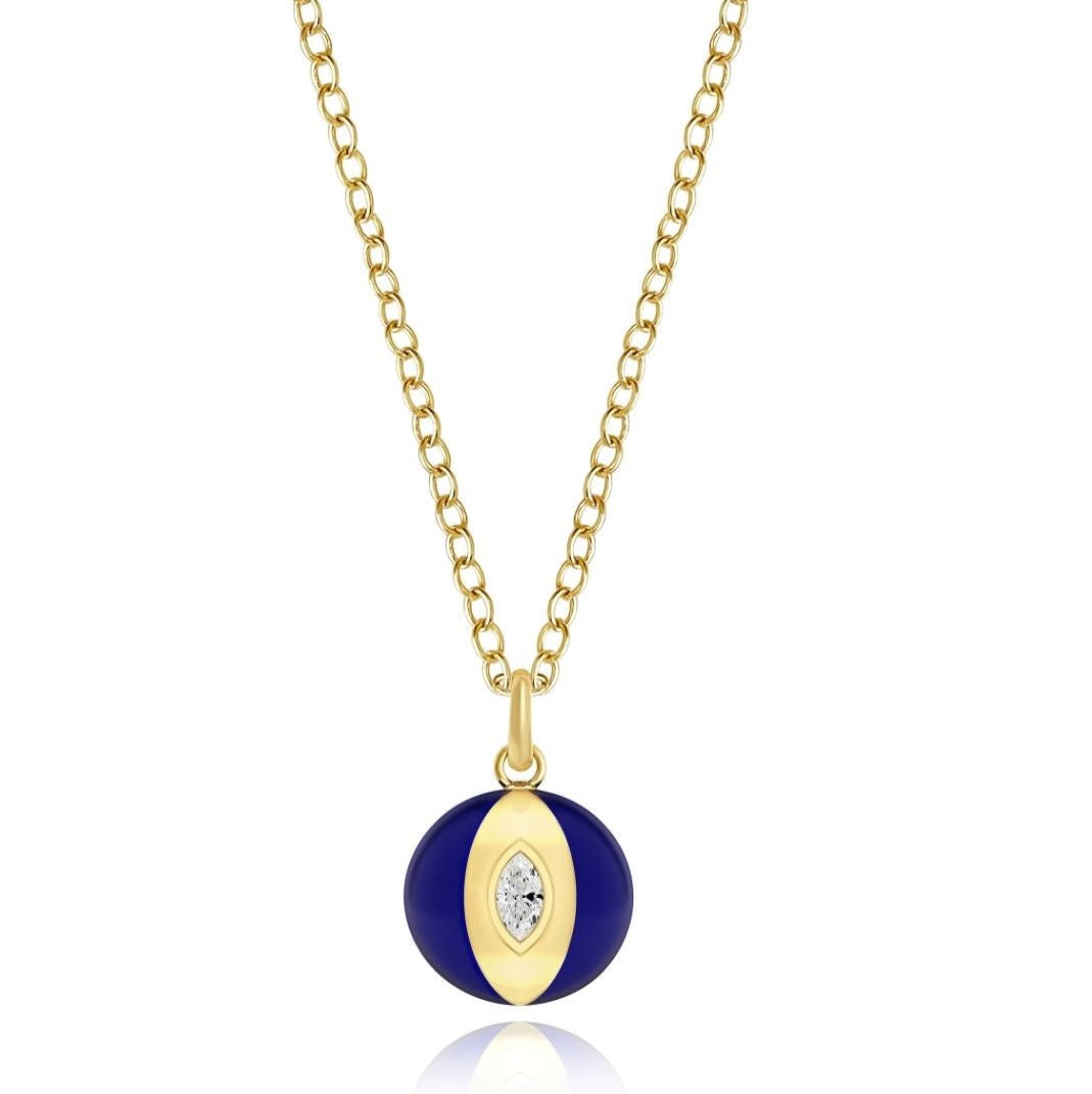 Terra Nova - Blue Enamel Globe Necklace ALMASIKA 