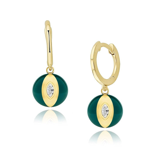 Terra Nova - Green Globe Huggies earrings ALMASIKA 