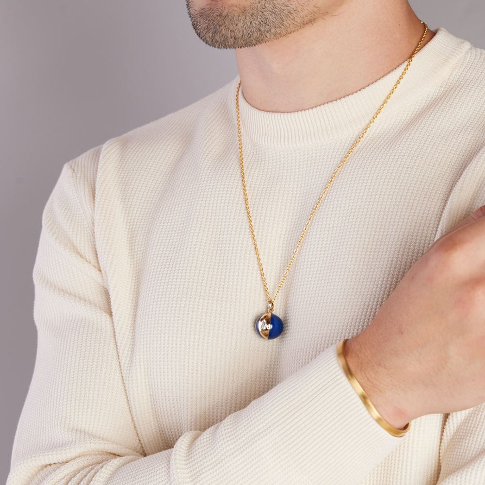 Terra Nova Men's Blue Enamel and Diamond Necklace Necklace Terra Nova 