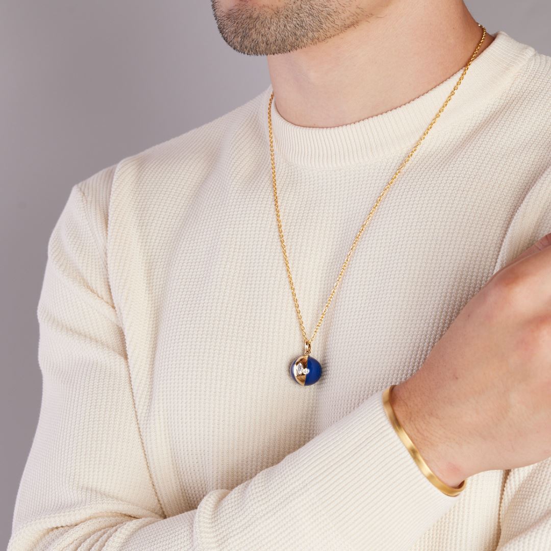 Sterling Silver Men's Celtic Lapis North Star Necklace