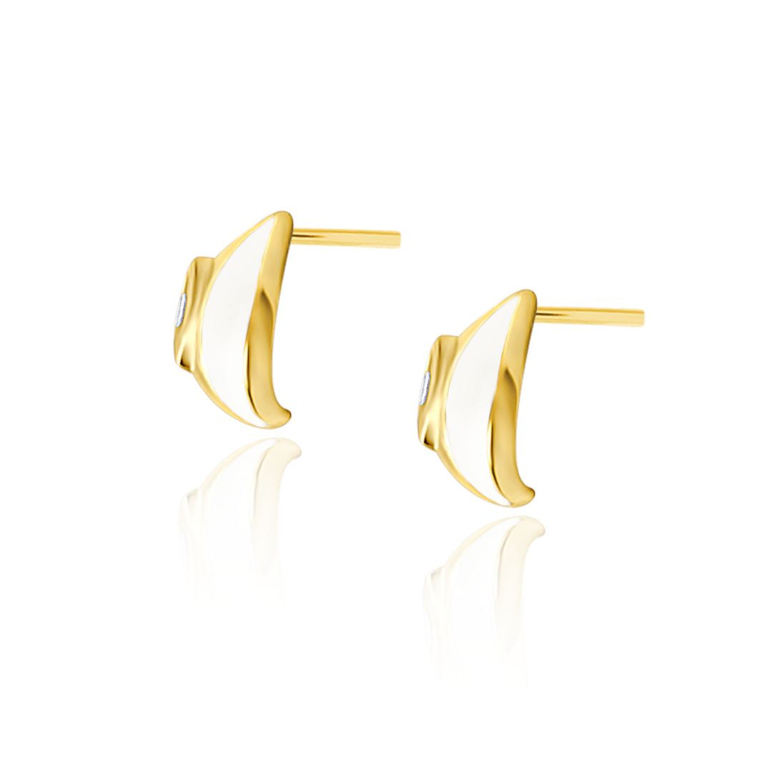 Terra Nova White Enamel and Diamond Earrings earrings ALMASIKA 