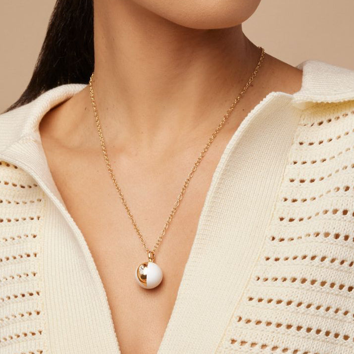 Terra Nova White Enamel and Diamond Necklace Necklace ALMASIKA 