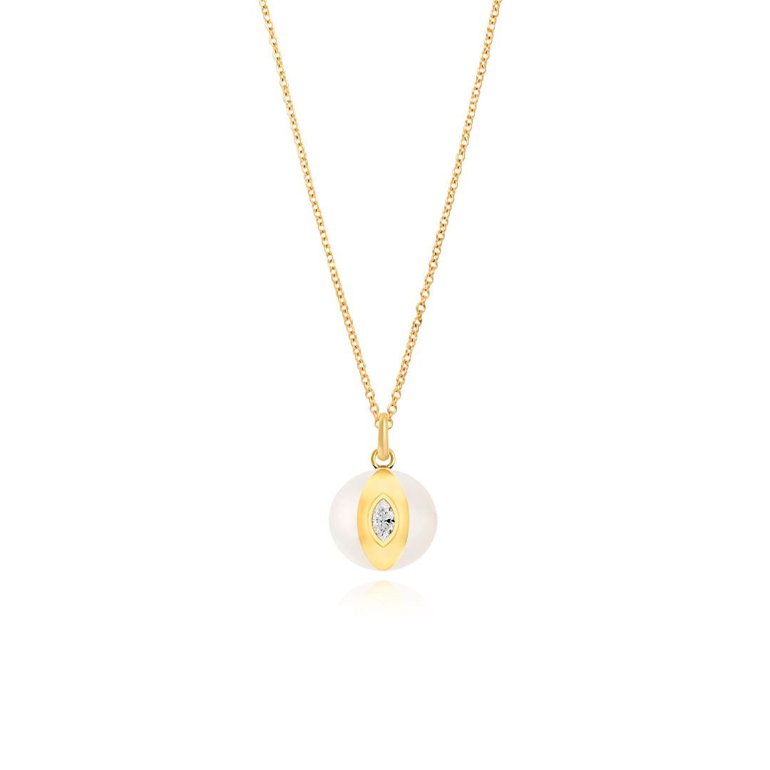 Terra Nova - White Enamel and Diamond Petite Necklace Necklace Terra Nova 