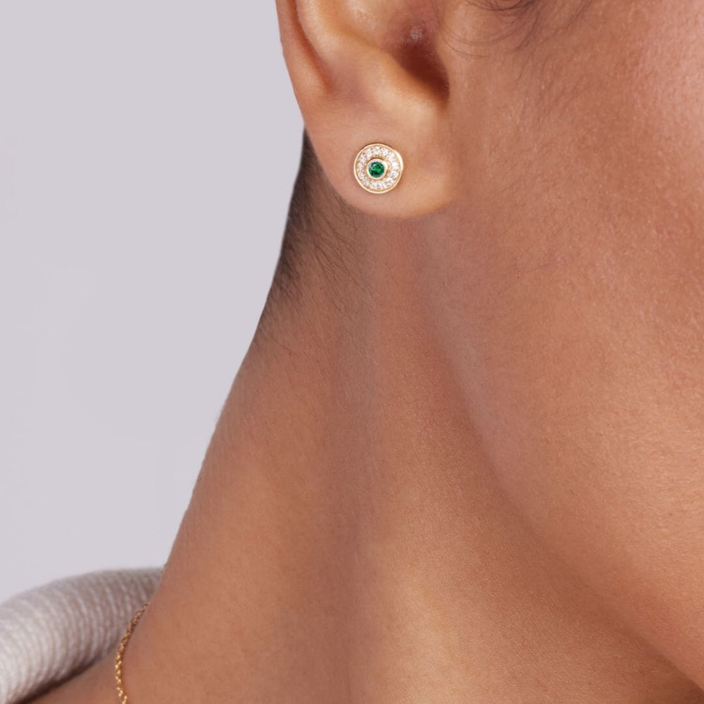 Universum Petite Pave Studs Emerald earrings Sagesse 