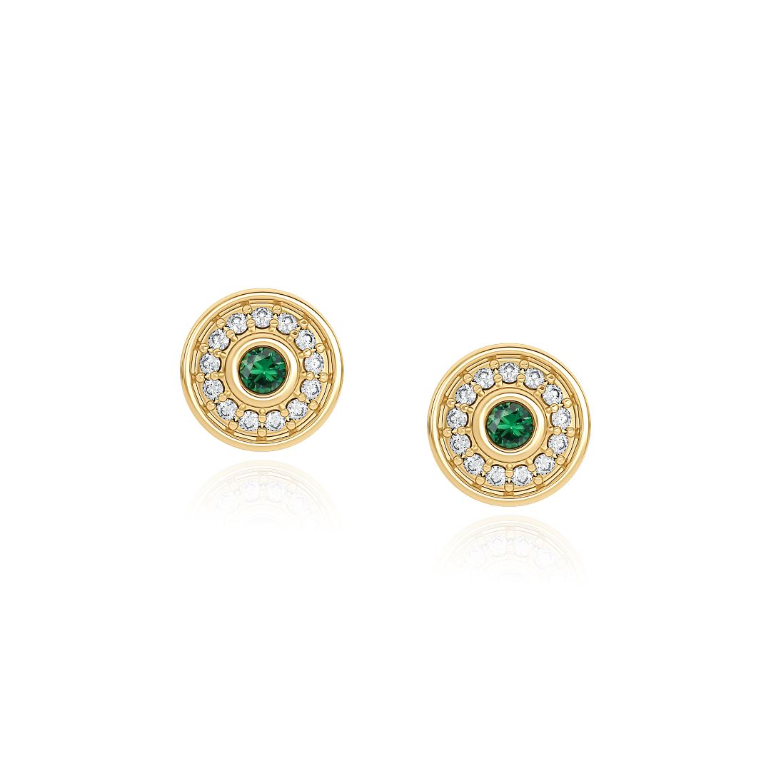 Universum Petite Pave Studs Emerald earrings Sagesse 