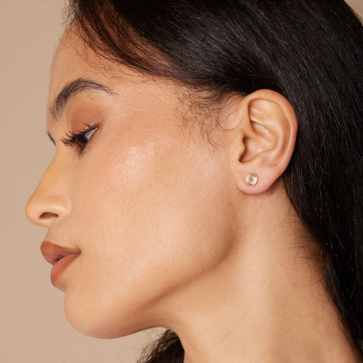 Universum Petite Studs Pink Sapphire earrings ALMASIKA 