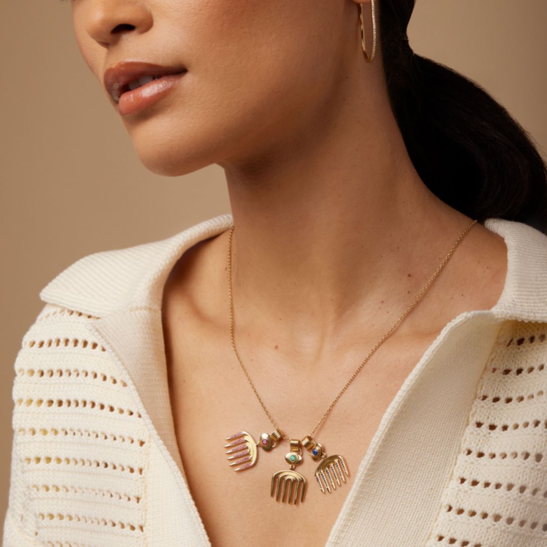 Vici Charm Pave Ruby and Diamond Necklace Necklace ALMASIKA 